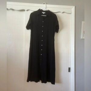 Prologue Black Button Down Short Sleeve Dress Size S